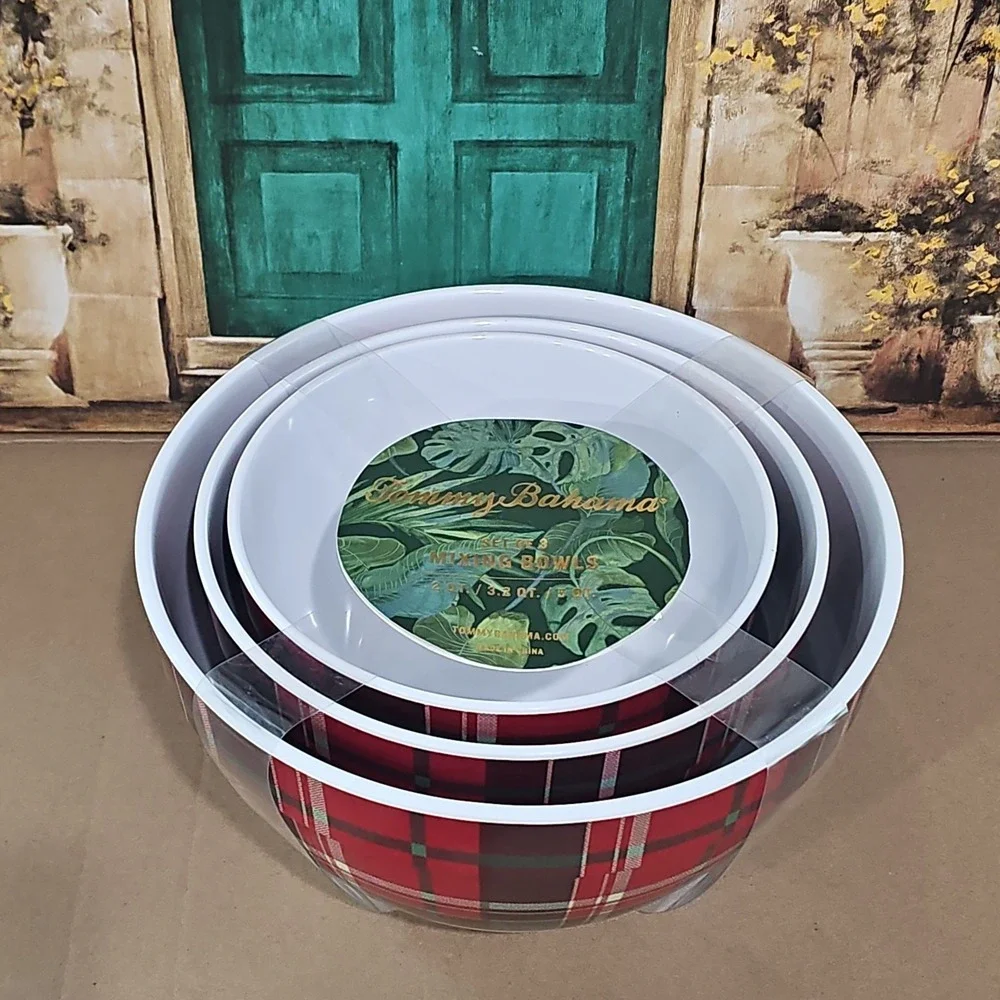 Tommy Bahama Set Of 3 Mixing Bowls 2qt, 3qt, 5qt